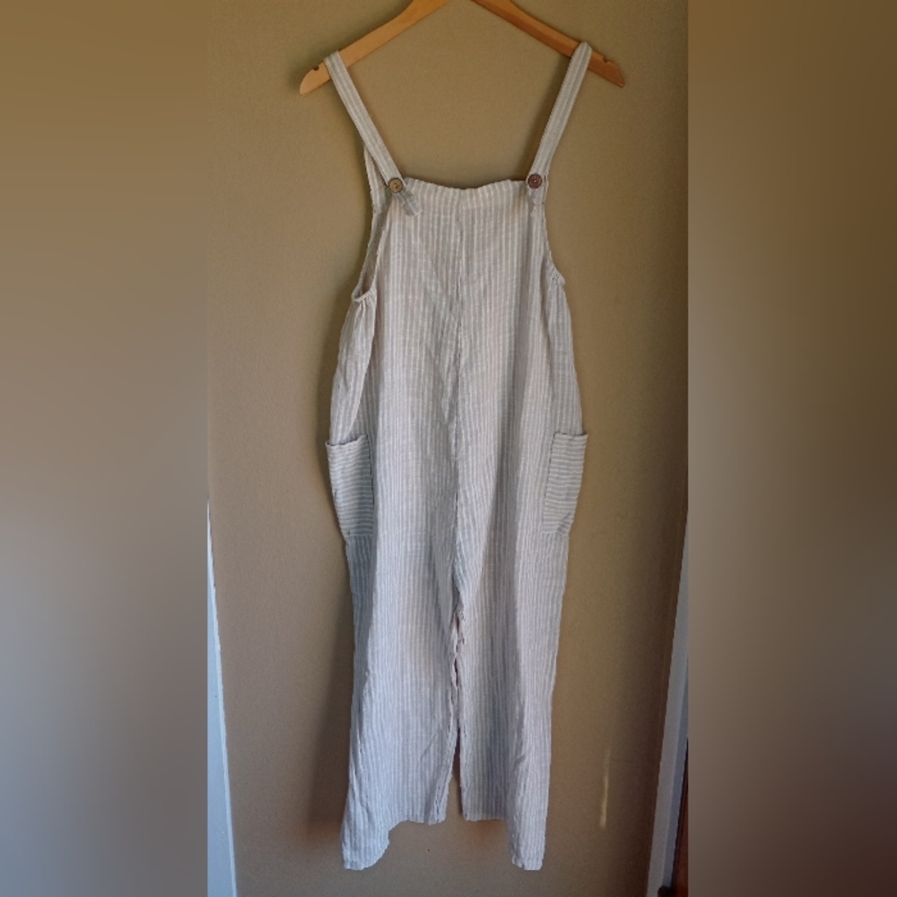 Jumpsuit Overalls lightweight Glossy Flowy Wide leg Cotton Size S